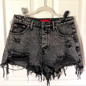 Black Destructed Cutoff Shorts